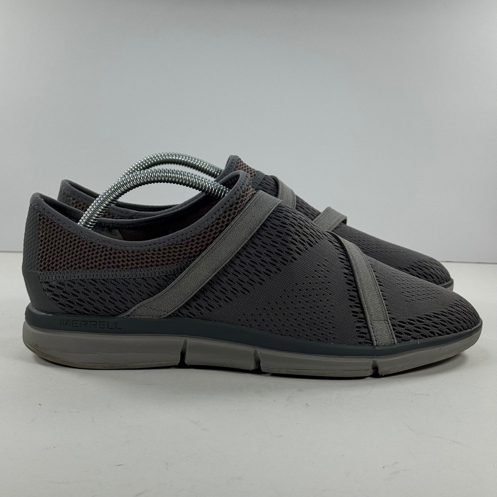 Merrell Womens Slip On Mesh Walking Shoes Grey Elastic Strap Sneakers size 10